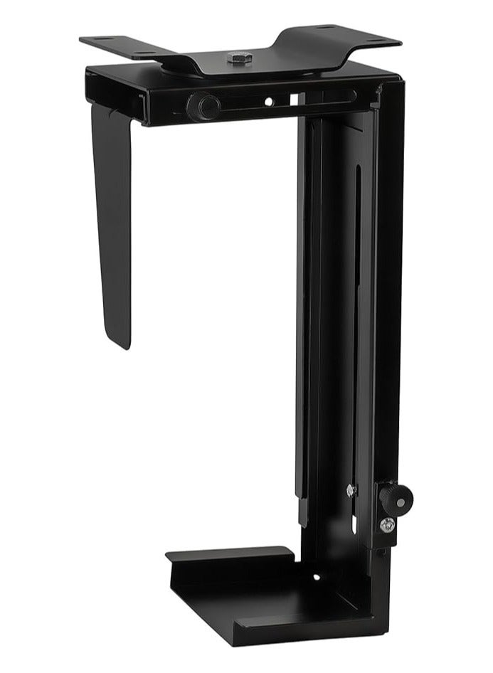 CPU Under Desk Mount Bracket - Computer Tower Wall and Under Counter Holder, 360 Degree Swivel Adjustable Height and Width Wall-Mountable