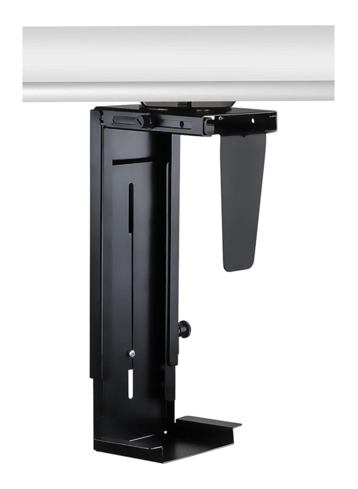 CPU Under Desk Mount Bracket - Computer Tower Wall and Under Counter Holder, 360 Degree Swivel Adjustable Height and Width Wall-Mountable