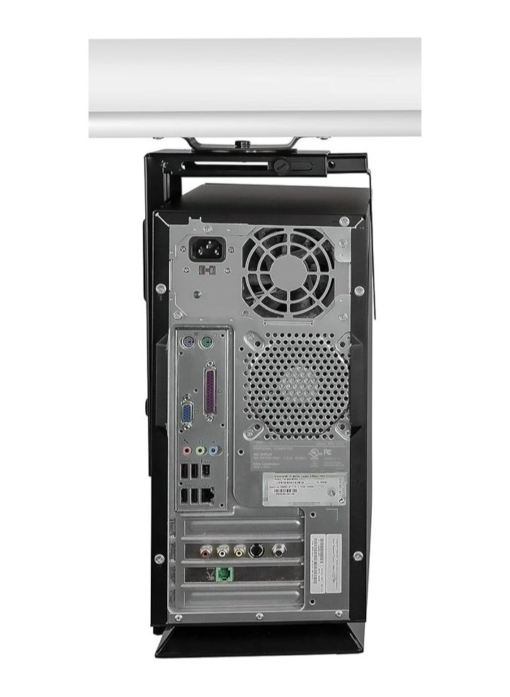 CPU Under Desk Mount Bracket - Computer Tower Wall and Under Counter Holder, 360 Degree Swivel Adjustable Height and Width Wall-Mountable