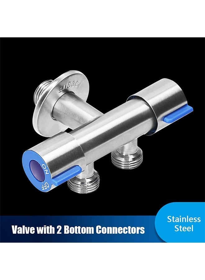 Bukela Diverter Valve, Adapter with Shut off Valve Stainless Steel Water Diverter Valve Dual-Connector Valve for Toilet Bathroom - Image 5