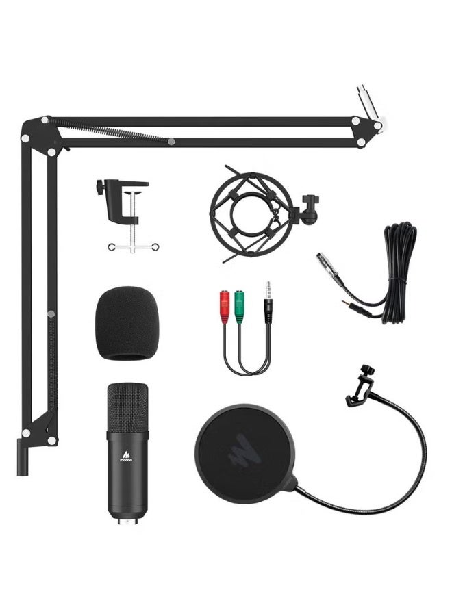 Maono AU-A03 Condenser Microphone Kit Podcast Mic with Boom Arm Microphone Stand (Black) - Image 4