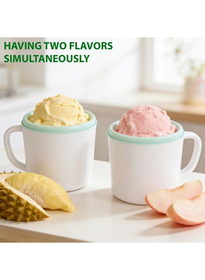 Pukomc Ice Cream Maker Machine for Home Use, with Two Ice Cream Bowls,Simple Operation and Easy to Clean,White Green - Image 2
