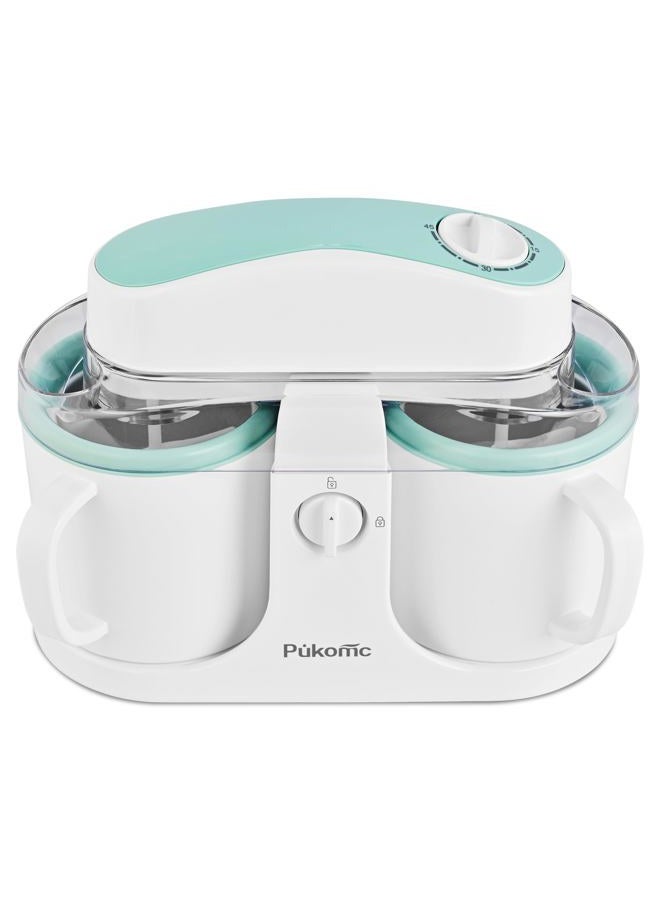 Pukomc Ice Cream Maker Machine for Home Use, with Two Ice Cream Bowls,Simple Operation and Easy to Clean,White Green - Image 1