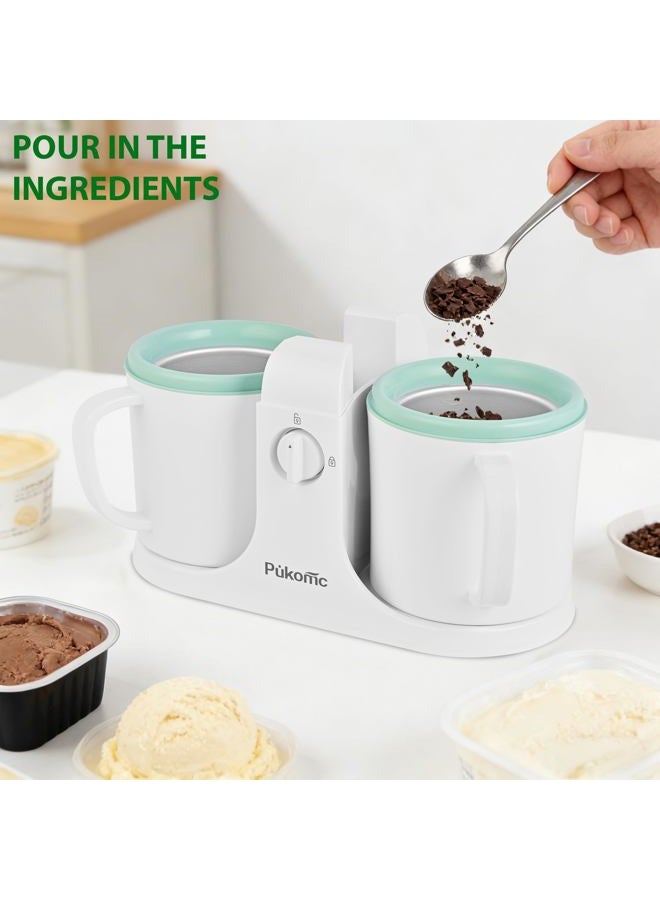 Pukomc Ice Cream Maker Machine for Home Use, with Two Ice Cream Bowls,Simple Operation and Easy to Clean,White Green - Image 5