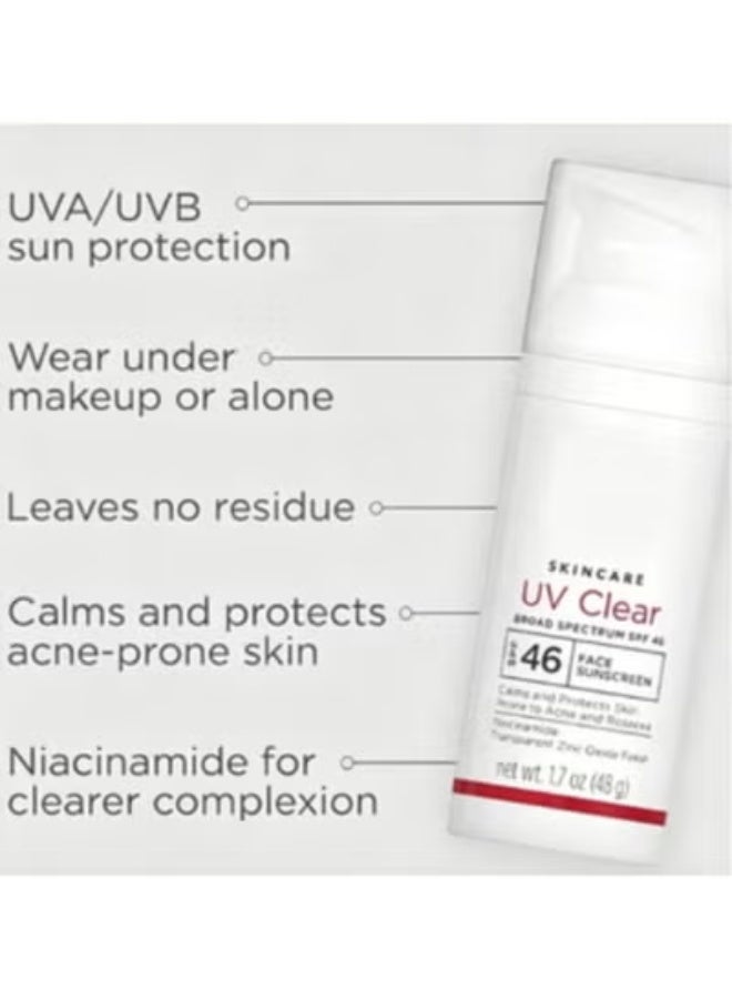 UV Clear Broad Spectrum SPF 46 Face Sunscreen - Oil-Free Moisturizer with Niacinamide & Zinc Oxide for Acne-Prone Skin (1.7 oz / 48g)inc Oxide 1.7oz Dermatologist Recommended Face Sunscreen for Sensitive SkinV - Image 2