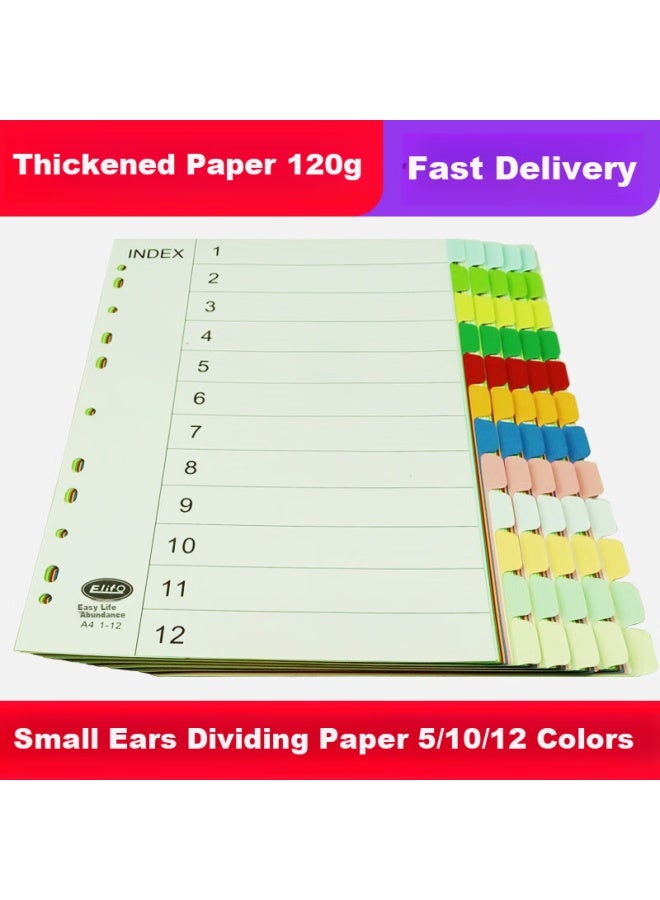 elifo Yili Feng, Page Separators, Index Dividers, Classification Paper, Index Paper, Loose-leaf Paper, Paper For Three-hole Binders, , 12 Colors, 60 Sheets Per Pack - Image 1
