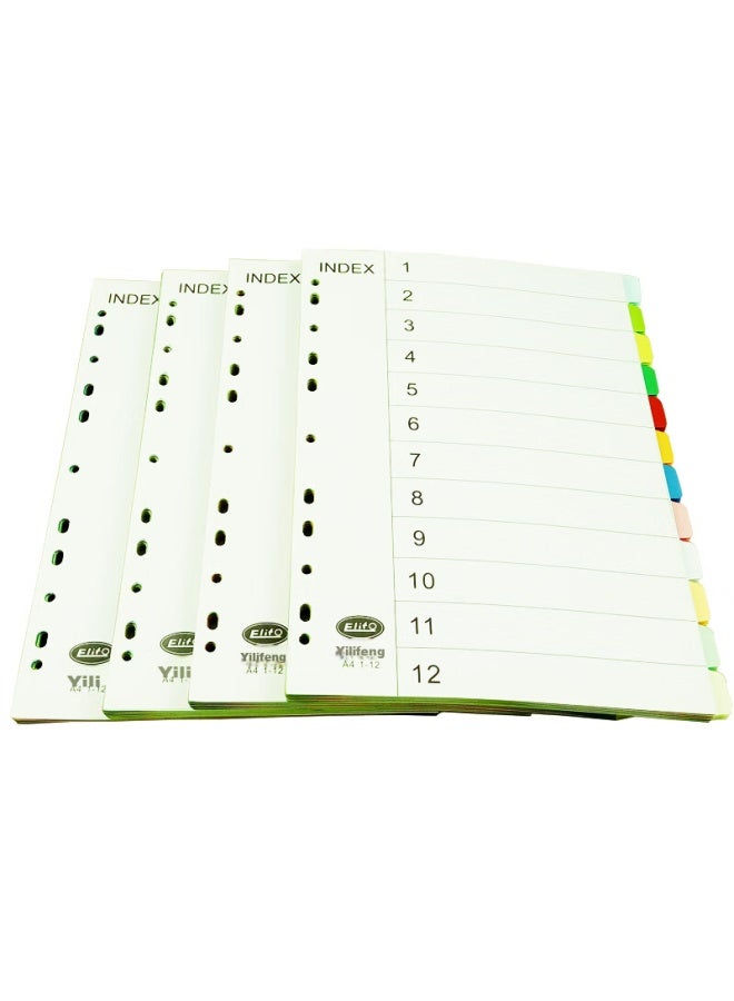 elifo Yili Feng, Page Separators, Index Dividers, Classification Paper, Index Paper, Loose-leaf Paper, Paper For Three-hole Binders, , 12 Colors, 60 Sheets Per Pack - Image 5