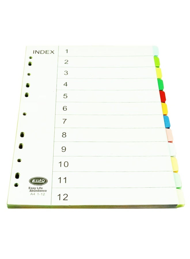 elifo Yili Feng, Page Separators, Index Dividers, Classification Paper, Index Paper, Loose-leaf Paper, Paper For Three-hole Binders, , 12 Colors, 60 Sheets Per Pack - Image 2