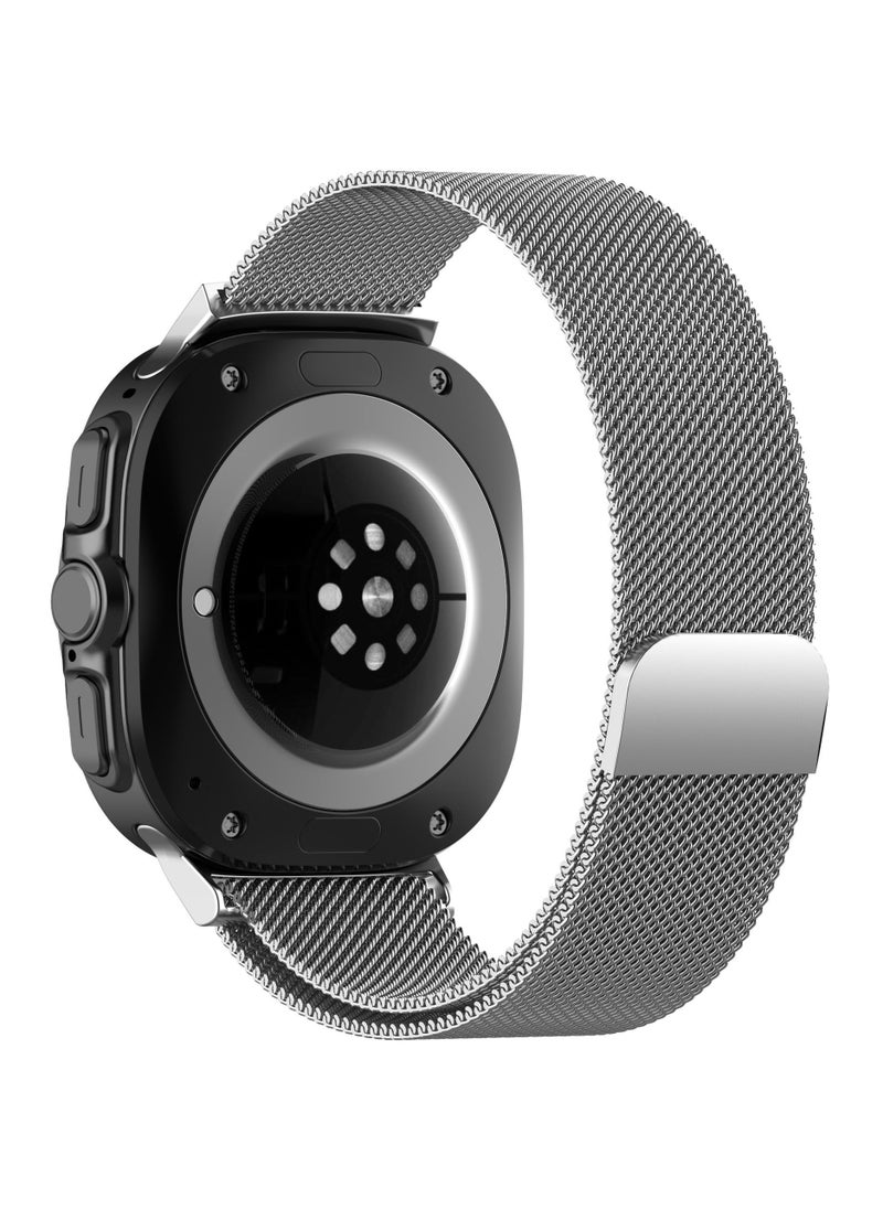 Generic Replacement Band for Samsung Galaxy Watch Ultra 47mm 2024 Band Magnetic Stainless Steel Strap Loop Watch Band Sports Straps (Silver)  - Image 4