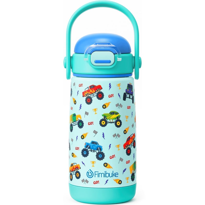 Fimibuke Kids Insulated Water Bottle with Straw Lid & Handle - 14oz BPA FREE 18/8 Stainless Steel Metal Tumbler Leak Proof Double Wall Vacuum Kids Cup Toddler Water Bottle for School Boys Girls - Image 1