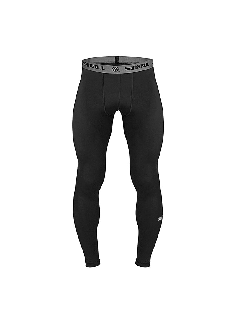 Sanabul  Essential Mens Compression Pants Workout Jiu Jitsu Leggings | Athletic Tights For Men | Running Tights, Sports Gym Leggings | Men'S Sports Compression Pants & Tights | X-Small, Black  - Image 1