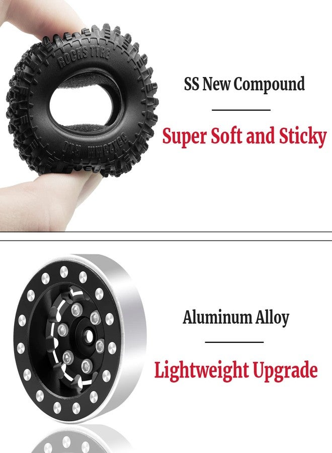 OGUNKE عجلات OGRC 1.0 حواف عميقة مع انحراف سلبي 7 مم مع إطارات مركب جديد 1.0 لسيارات Axial SCX24 Gladiator Bronco C10 JLU Deadbolt RC Crawler ترقيات الأجزاء (أسود) - Image 4
