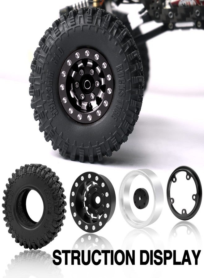 OGUNKE عجلات OGRC 1.0 حواف عميقة مع انحراف سلبي 7 مم مع إطارات مركب جديد 1.0 لسيارات Axial SCX24 Gladiator Bronco C10 JLU Deadbolt RC Crawler ترقيات الأجزاء (أسود) - Image 5