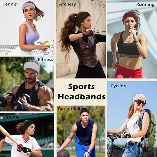 VANRUID Headbands for Women, 12PCS Wide Stretchy Sports Hair Bands, Elastic Soft Fashion Head Bands, Non-Slip Running Sweatbands for Fashion, Washing Face, Workouts, Yoga, Daily Use - Image 5