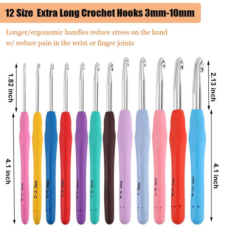 Mdoker 21 Sizes Crochet Hooks Set,Ergonomic Crochet Hook with Case for Arthritic Hands,Complete Crochet Set for Beginners & Lovers(0.8mm-10mm) - Image 2