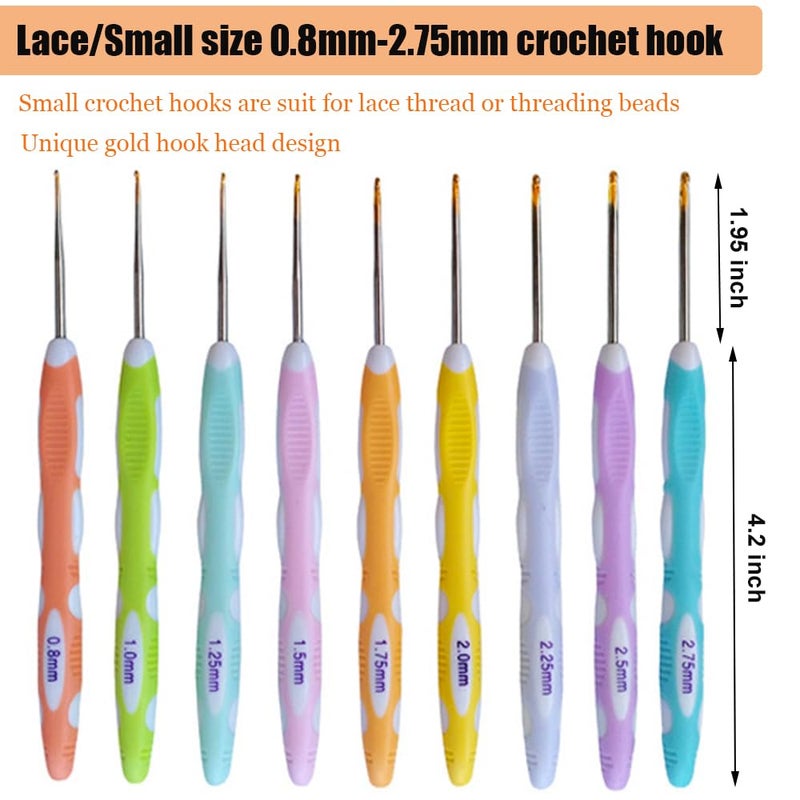 Mdoker 21 Sizes Crochet Hooks Set,Ergonomic Crochet Hook with Case for Arthritic Hands,Complete Crochet Set for Beginners & Lovers(0.8mm-10mm) - Image 3