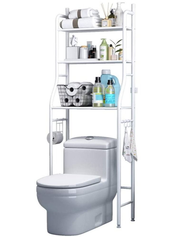 BLOOMING TIME 3 Shelf Towel Storage Rack Organizer Over The Toilet Bathroom Space Saver White  - Image 4