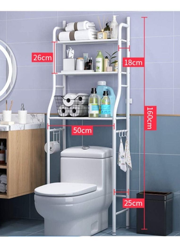 BLOOMING TIME 3 Shelf Towel Storage Rack Organizer Over The Toilet Bathroom Space Saver White  - Image 2