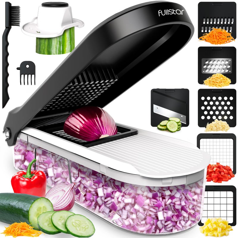 Fullstar Vegetable Chopper, Cheese Slicer, Food Chopper, Veggie Chopper, Onion Chopper, Vegetable Chopper with Container, Mandoline Slicer & Cheese Grater (6 in 1 - White) - Image 1