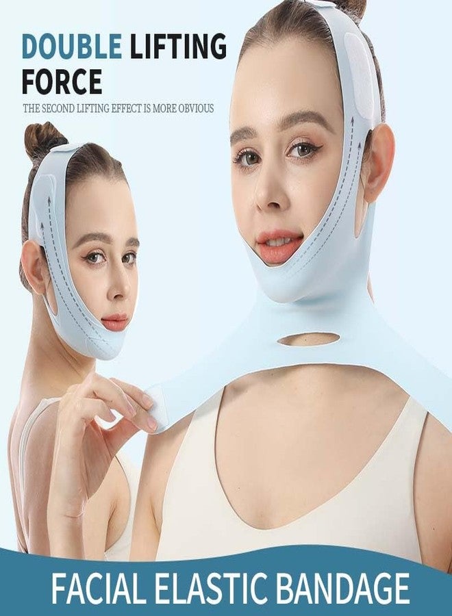 Fovcos قناع رفع خط V، قناع وجه على شكل V، قناع تحديد الوجه على شكل V، حزام رفع الوجه، أحزمة تنغيم الوجه، جهاز تمرين الفك، قابل للغسل وإعادة الاستخدام - Image 2