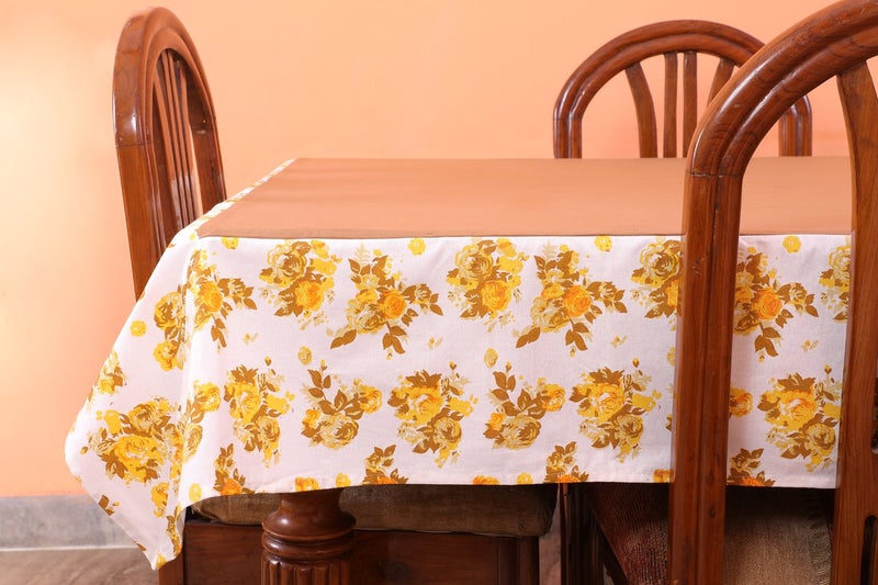 Dekor World Floral Printed Yellow Table Cover with Place Mat & Napkin (Pack of 19) - Image 2