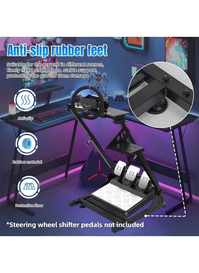 FlashHawk ​​Foldable Adjustable Racing Wheel Stand for Logitech G25/G27/G29/G920 & Thrustmaster T300/T300RS - Carbon Steel Frame, Anti-Slip Feet, Foldable Design (Steering Wheel/Pedals Not Included)​  - Image 2
