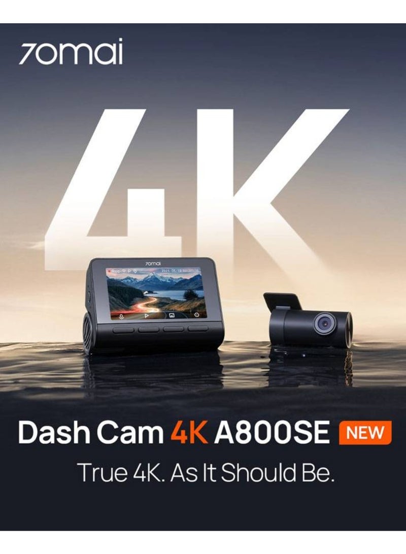 70 ماي كاميرا داش 4K A800SE مع تسجيل مزدوج القناة HDR بدقة تصل إلى 3840x2160 وشاشة 3 بوصات تدعم WI-FI 6 و GPS مدمج و ADAS مع 4K 30FPS مع HDR والتحكم الصوتي وتسجيل الطوارئ المحمي - Image 1