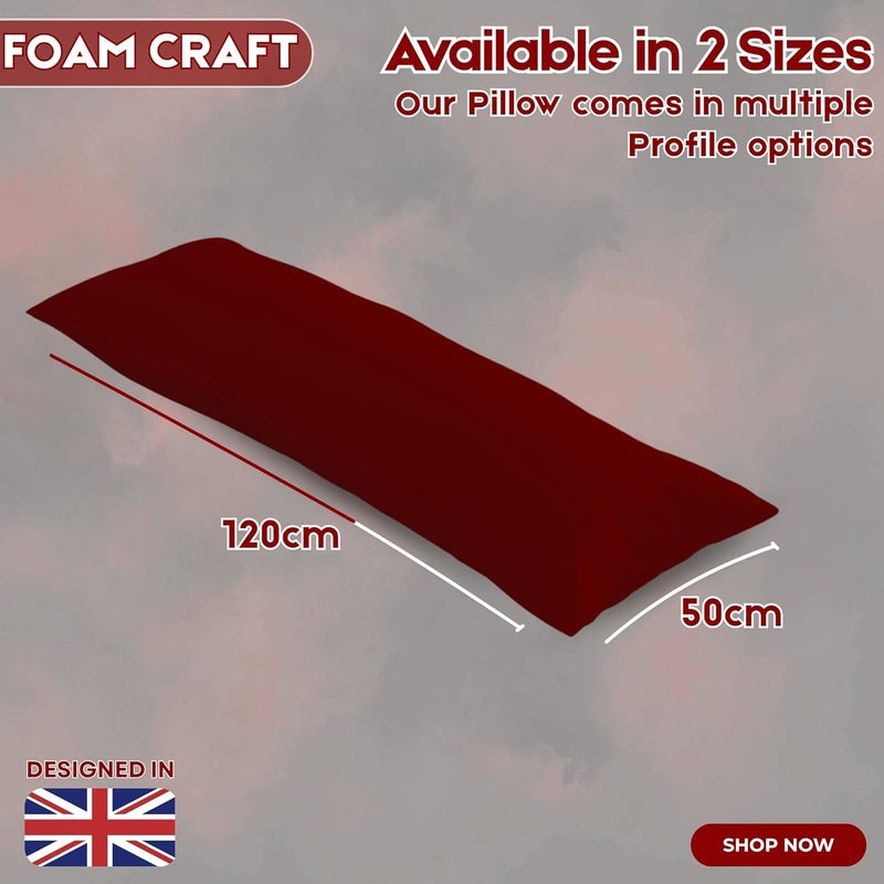 FOAM CRAFT وسادة طويلة للجسم بالكامل من فوم كرافت® مع غطاء قطن - بورغندي، 50 × 120 سم - Image 2