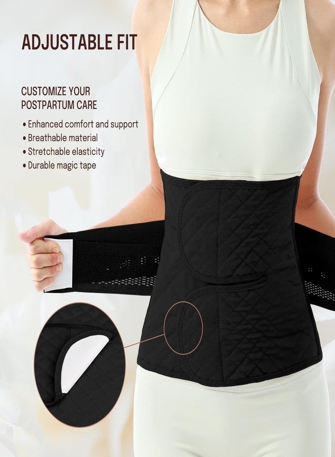 Allaugh Postpartum Belly Band for Women: Abdominal Binder Post Surgery Compression Belt - Post Partum Waist Binder C Section Recovery Wrap Black - Image 3