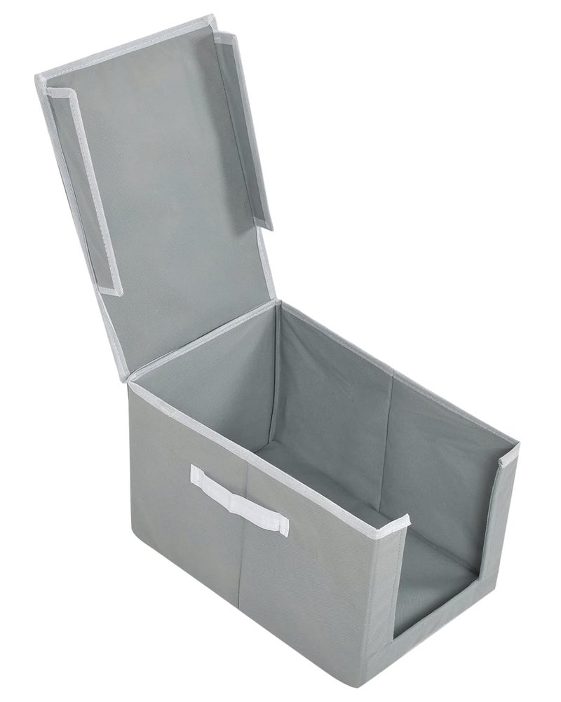 Kuber Industries Heart Home NonWoven Cloth Stacker Wardrobe OrganizerBin With Carrying Handle Lid GreyHS43HEARTH26880  - Image 5