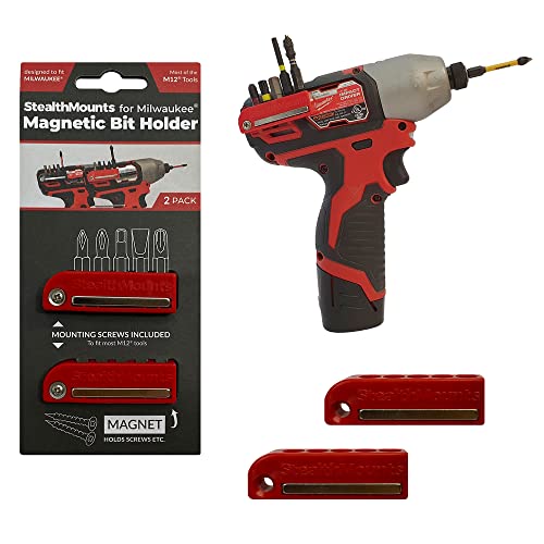 StealthMounts Milwaukee M12 Red Magnetic Bit Holder | Drill Bit Organizer | Perfect for Milwaukee Drills and Impacts (2 Pack) - Image 4