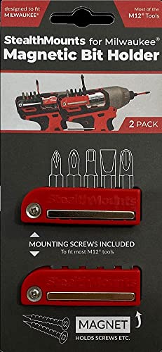 StealthMounts Milwaukee M12 Red Magnetic Bit Holder | Drill Bit Organizer | Perfect for Milwaukee Drills and Impacts (2 Pack) - Image 2