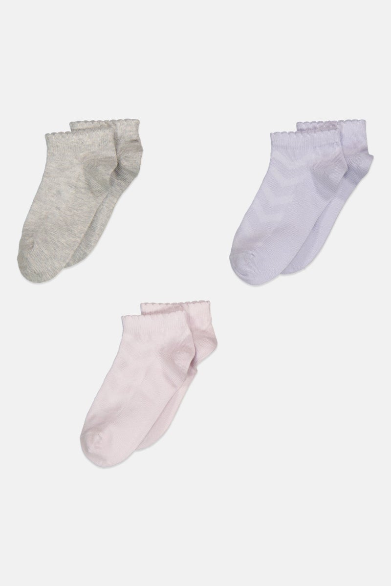 Mudd Kids Girls 3 Pairs Solid Ankle Socks, Multicolor  - Image 3