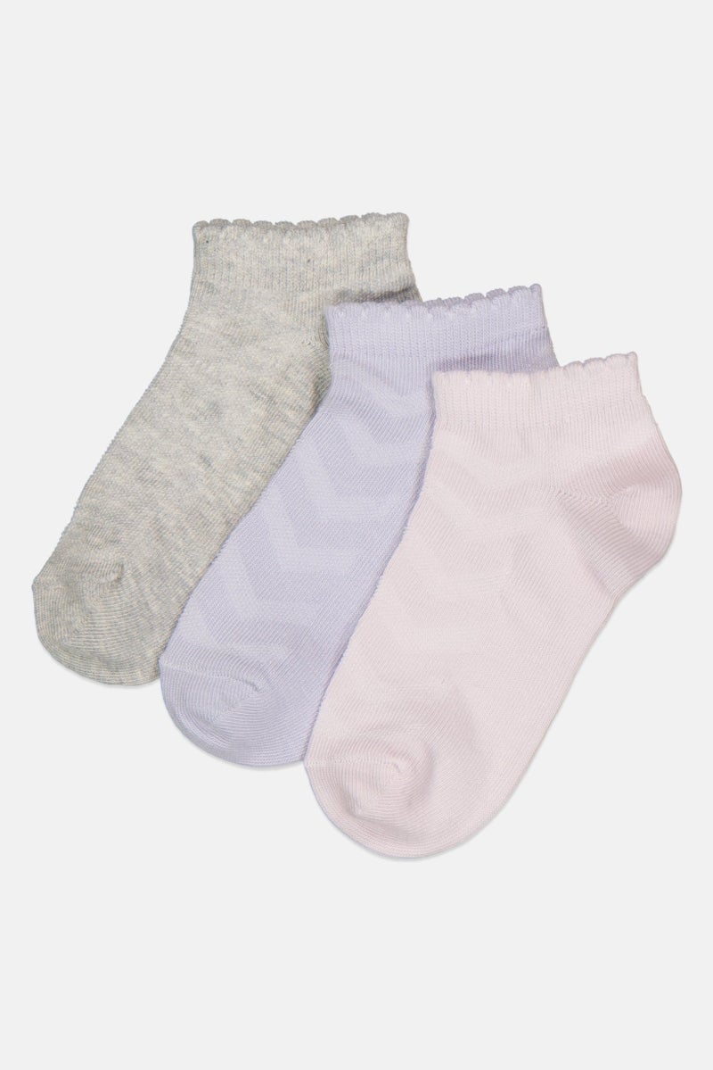 Mudd Kids Girls 3 Pairs Solid Ankle Socks, Multicolor  - Image 1