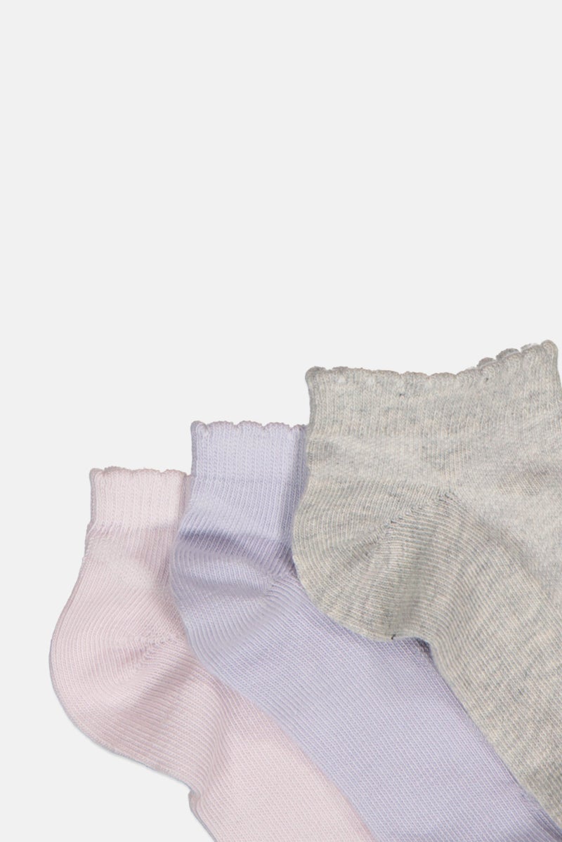 Mudd Kids Girls 3 Pairs Solid Ankle Socks, Multicolor  - Image 2