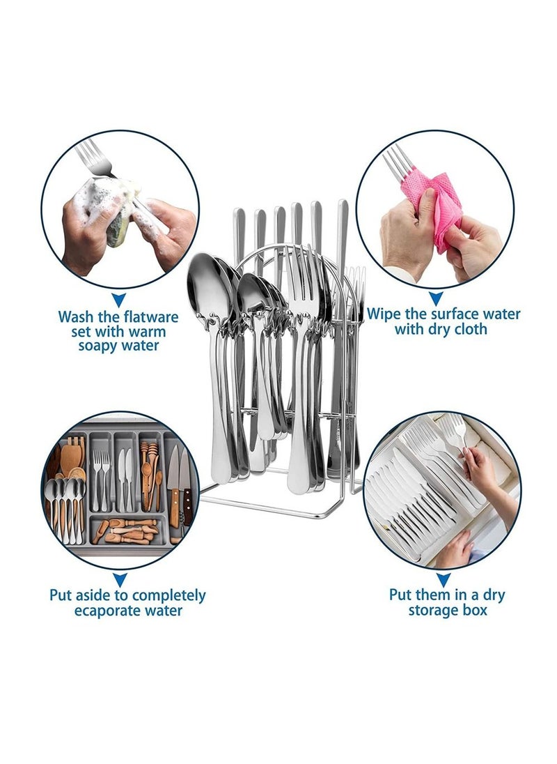 Monoptilon 24-Piece Stainless Steel Cutlery Set with Holding Stand Silver  - Image 5