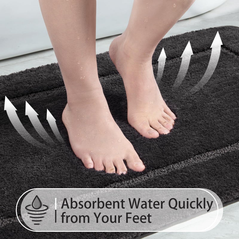 LOCHAS Bathroom Rug Set Dark Grey  Soft Bath Rug Set 2 Piece Set  Toilet Mat U-Shaped 20x20 and 34x20 Bathroom Rugs  Quickly Dry Mats for Bathroom  Tub  Washable  Super Absorbent Floor Mat - Image 1