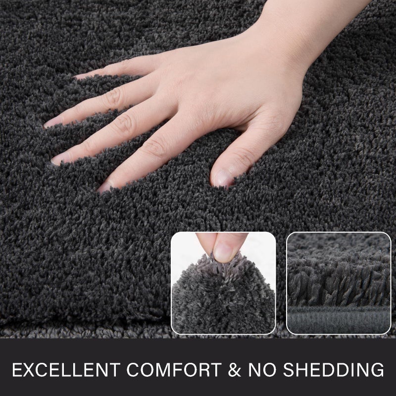 LOCHAS Bathroom Rug Set Dark Grey  Soft Bath Rug Set 2 Piece Set  Toilet Mat U-Shaped 20x20 and 34x20 Bathroom Rugs  Quickly Dry Mats for Bathroom  Tub  Washable  Super Absorbent Floor Mat - Image 3