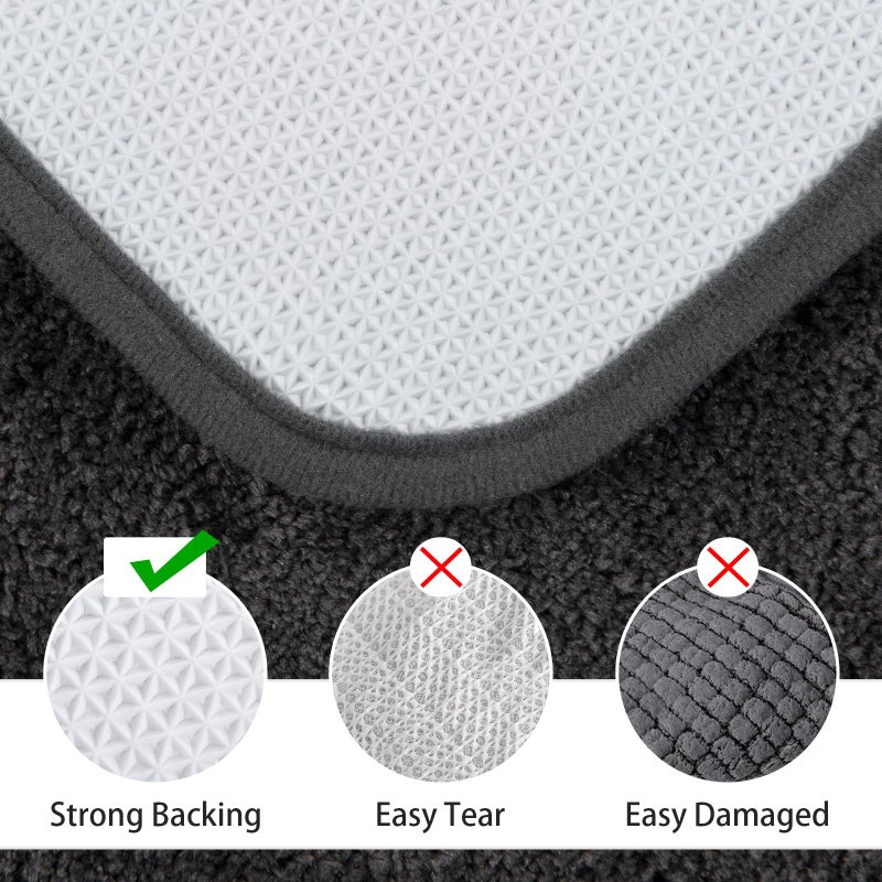 LOCHAS Bathroom Rug Set Dark Grey  Soft Bath Rug Set 2 Piece Set  Toilet Mat U-Shaped 20x20 and 34x20 Bathroom Rugs  Quickly Dry Mats for Bathroom  Tub  Washable  Super Absorbent Floor Mat - Image 2