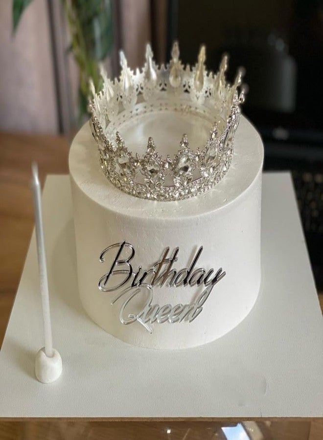 RAUMAXE Birthday Queen Cake Topper, Acrylic Silver Queen Birthday Cake Side Decoration for Women Girls Birthday Cake Charm Valentine's Day Mother's Day Cake Decoration(BIRTHDAY QUEEN SILVER) - Image 3