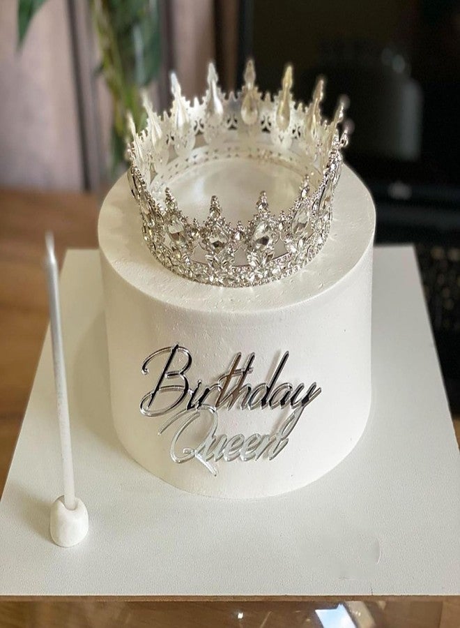 RAUMAXE Birthday Queen Cake Topper, Acrylic Silver Queen Birthday Cake Side Decoration for Women Girls Birthday Cake Charm Valentine's Day Mother's Day Cake Decoration(BIRTHDAY QUEEN SILVER) - Image 1
