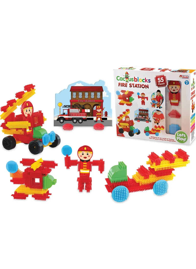 ديدي Grandpa Cactus Blocks 55 Pieces Fire Station Educational Tutorial Intelligence Enhancer Toy