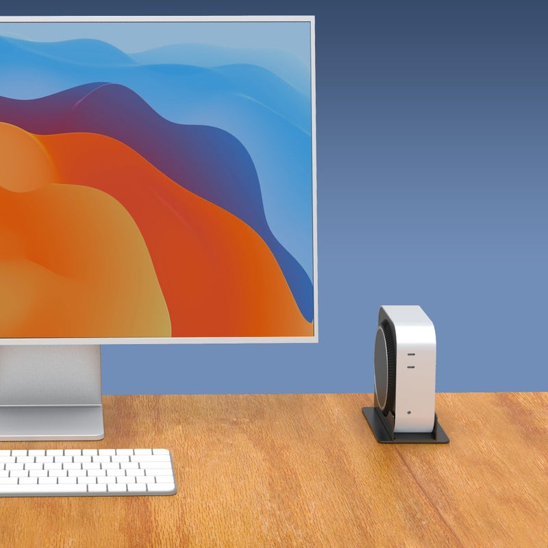 bylitco Metal Desktop Stand for 2024 Mac mini M4/M4 Pro, Perfect for Desk Organization and Heat Dissipationï¼ŒSoft Cushioned Protection, Space-Saving Design- Black - Image 5