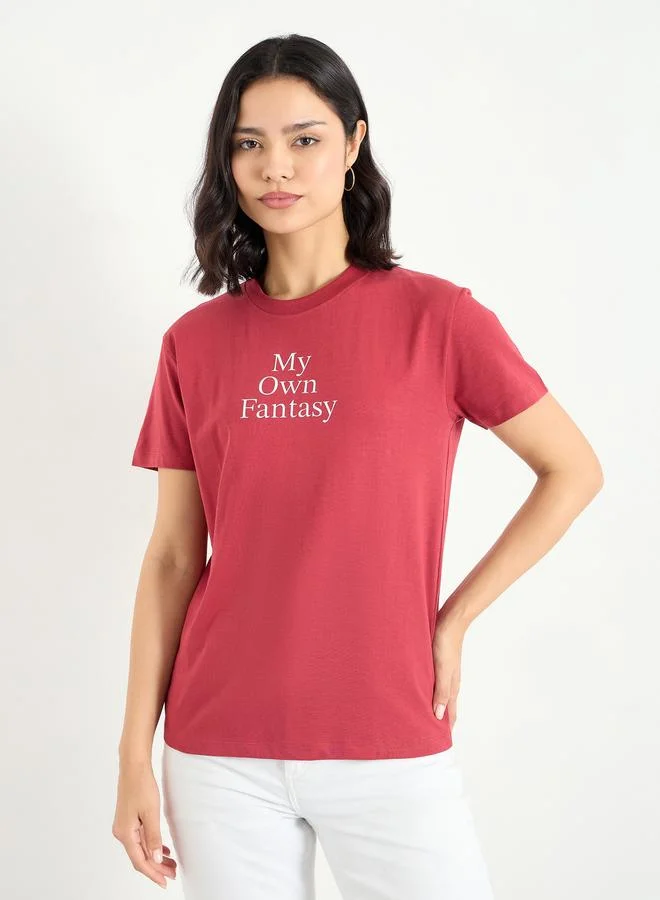 Styli Styli Women Red Slogan Print T-Shirt