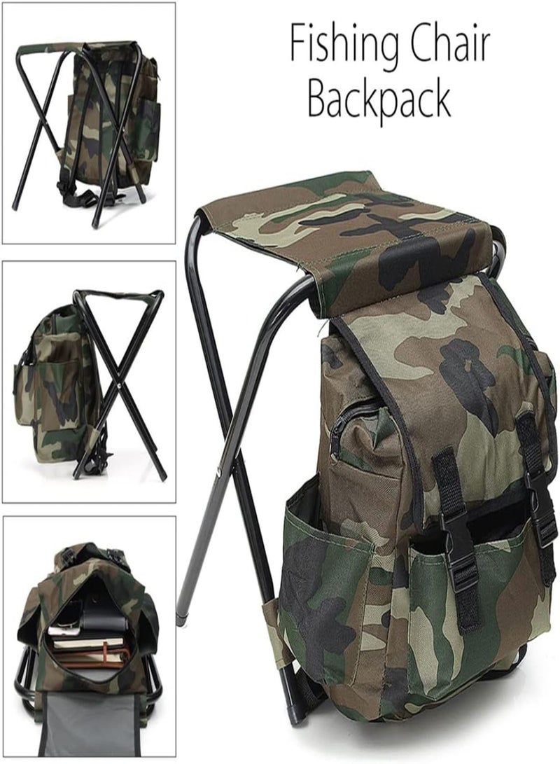 GGOOT Fishing Chair Camouflage Portable Wear-resistant Folding Stool Backpack Chair Stool for Outdoor Fishing Hunting Climbing - Image 3