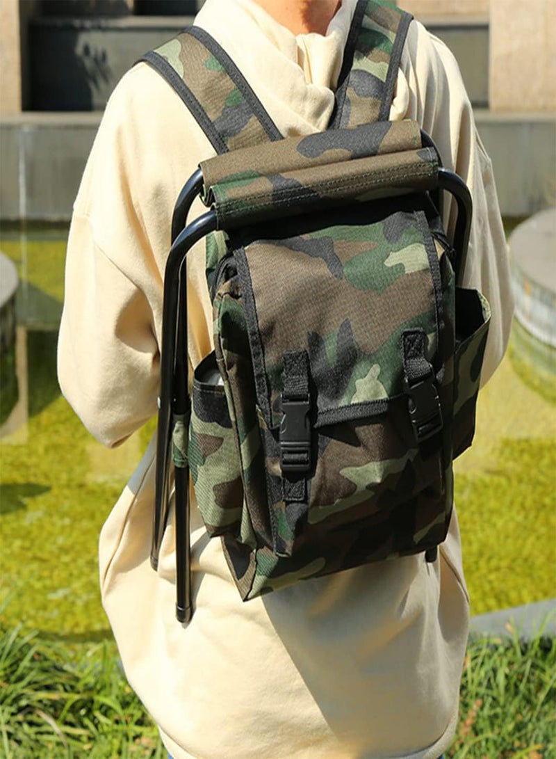 GGOOT Fishing Chair Camouflage Portable Wear-resistant Folding Stool Backpack Chair Stool for Outdoor Fishing Hunting Climbing - Image 5