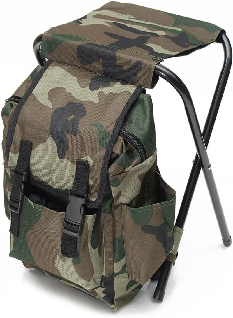 GGOOT Fishing Chair Camouflage Portable Wear-resistant Folding Stool Backpack Chair Stool for Outdoor Fishing Hunting Climbing - Image 1