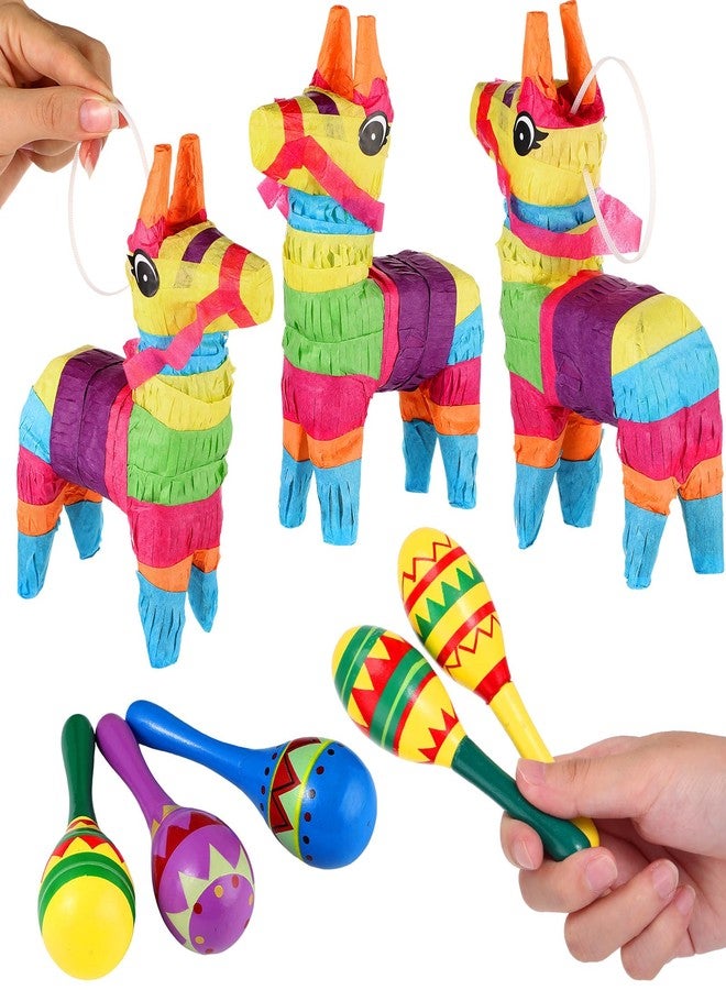 Hungdao 18 Pcs Mexican Fiesta Decor Include 12 Wooden Maracas Bulk 6Mini Donkey Piñatas Mexican Theme Decorations for Maracas Party Favors Adults Cinco De Mayo Party Props - Image 4