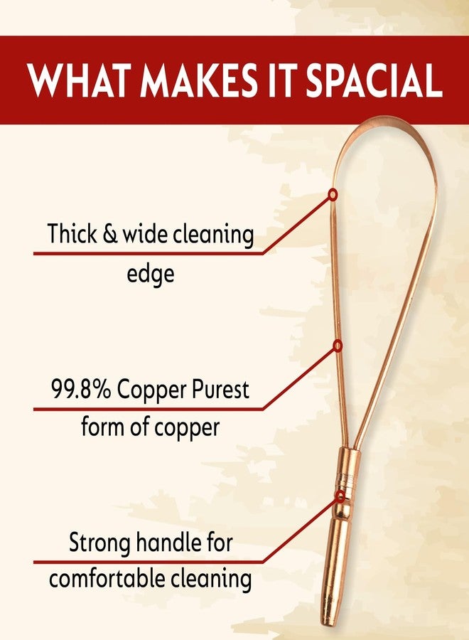 Craftonus Copper Tongue Cleaner for Men and Women | For Fresh Breath & Bacteria Removal | Improved Taste Sense & Oral Hygiene | Easy to Use | 100% Pure Indian Copper Tongue Scraper To Prevent Bad Breath LOOP - Image 4
