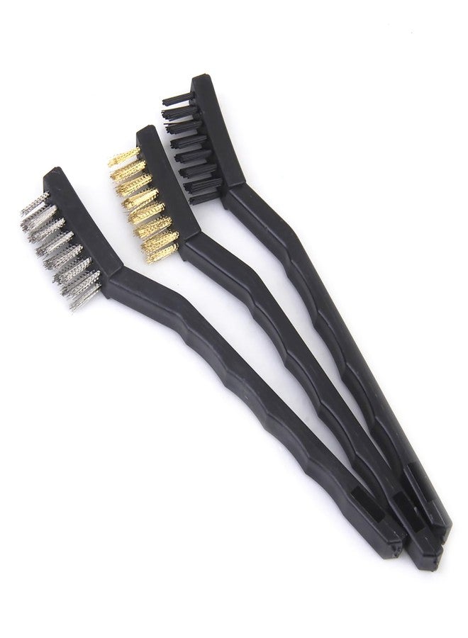GLUN® 3 Different Wire Brush Cleaning Tool Kit, Set of 3 Brushes Steel, Hard, & Soft Bristles Brush, Multi Utility Brush Household Cleaning Brush - Image 1